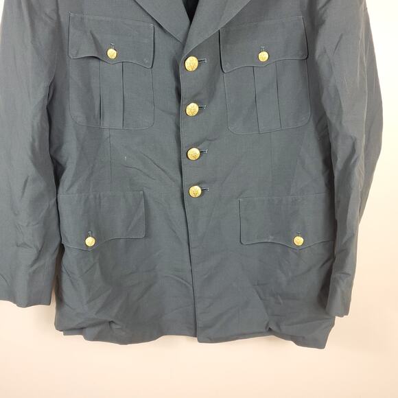 Vintage Army Green Service Coat Blazer Gold Tone Hardware Size 42R - Picture 6 of 12